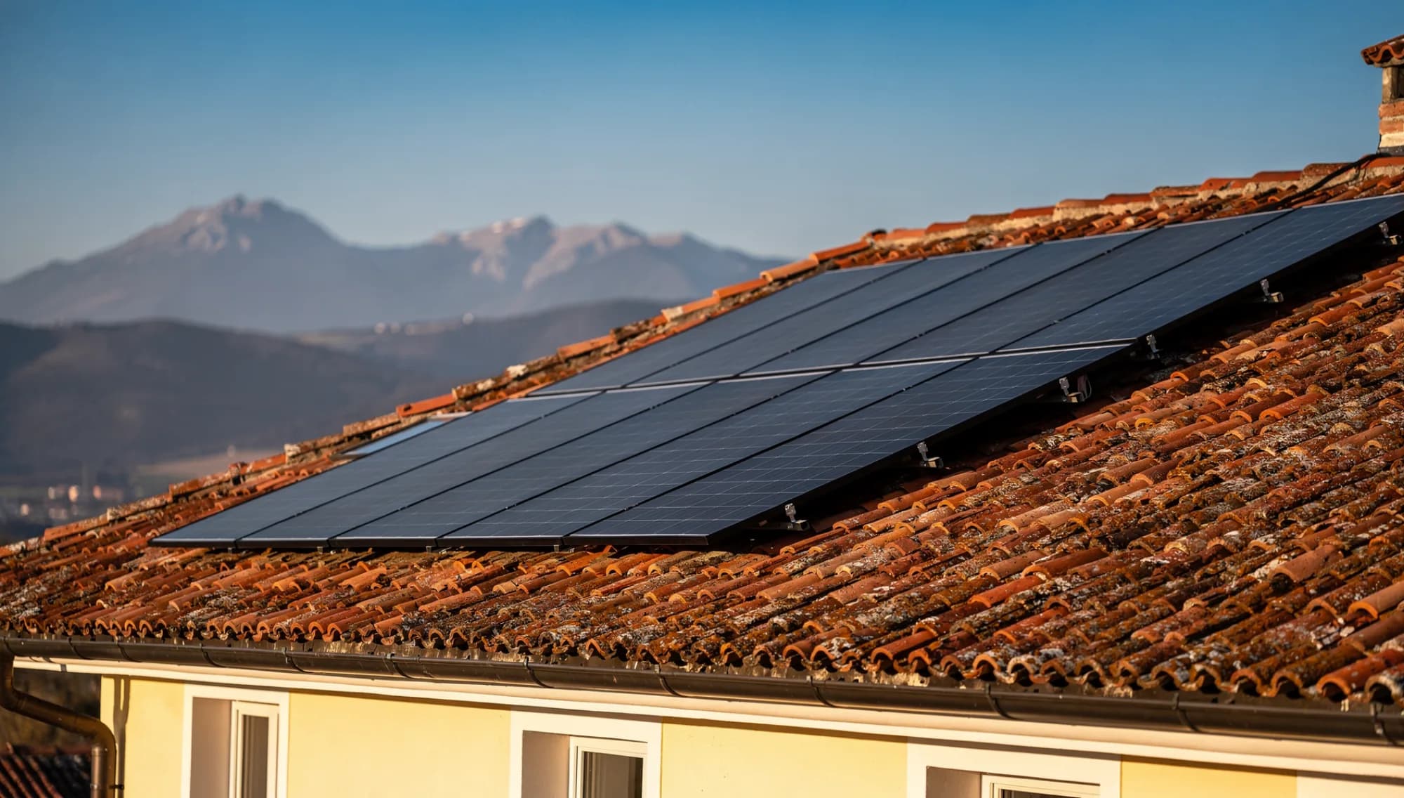 Impianto fotovoltaico installato sul tetto di un'abitazione